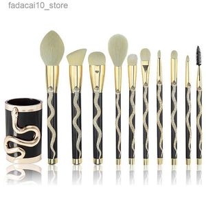 Pincéis de maquiagem 10 PCS 3D Snake Makeup Brushes Set Cosmetic Beauty Powder Brush Concealer Eye Shadow Kit de maquiagem completo Ferramentas de beleza Q240126