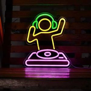 Insegna al neon a LED Insegna al neon personalizzata DJ Little Man LED Light Wall Room Art Decor Casa Camera da letto Sala da gioco Decorazione del partito Regalo creativo Neon YQ240126