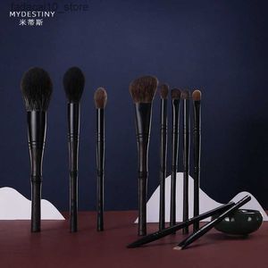 Makeup Brushes MyDestiny -Luxury 10 pcs Professional Makeup Brush Set Ebony High Grade Brush Set Soft Animal Fox Squirrel Goat Hair Q240126