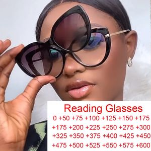 Magnetiska läsglasögon Fashion Cat Eye Polarized Clip på solglasögon Färdiga anti Blue Light Optical Presbyopia Glasses Woman 240123