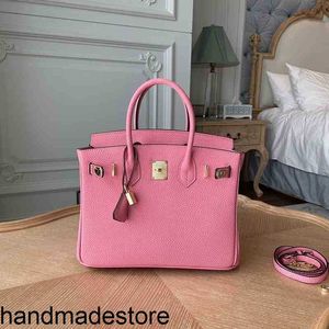 Кожа 2024 сумочки розовая платиновая сумка Togo Top Top Leather High Sense Sond Color Messenger сумка большая емкость