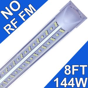 LED T8 Integrated Single Fixture, 4FT 72W 72000lm, 6500K, VShape 72W Utility LED Shop Light, NO-RF RM Ceiling Under Cabinet Light Plug and Play Corded Electric usastock