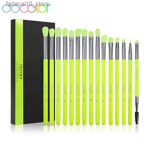 Makeup Brushes Docolor Eye makeup brushes set 15Pcs Neon Green Eyeshadow Makeup brushes Professional Eyebrow Blending Eyeline Eyelash brushes Q240126