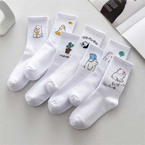 Meias esportivas ins novo outono bonito dos desenhos animados urso panda coelho branco esportes mulheres meias de algodão macio meias de inverno kawaii hipster rua graffiti yq240126