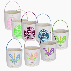 Factory Wholesale Easter Festive Basket Cute Bunny Bucket Creative Candy Gift Bag Easters Rabbit Egg Tote Bags With Rabbit Tail 0126