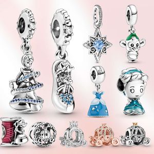 Sterling Sier Charm Herocross Askepott Pendant Fit Original Armband Princess Beads for Women Gift