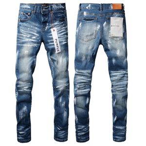 Lila jeans denim byxor mens jeans designer män svarta byxor avancerad rippad kvalitet rak design retro streetwear casual sweatpants pu9051-1