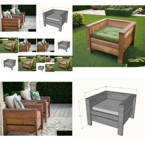 Conjuntos de jardim ao ar livre cadeiras planos móveis de madeira diy entrega gota casa móveis de jardim ao ar livre ott03
