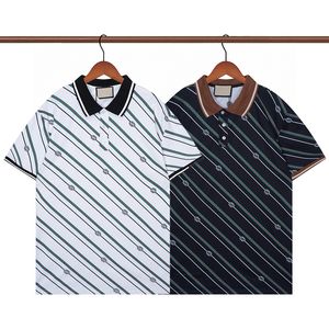 Europe Włochy Allover Digonal Striped Print Polos T Shirt High Stree