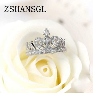 Bandringe Exquisiter Ring in Form einer Prinzessinnenkrone, Sterling-Splitterfarbe, CZ-Ringe für Damen, Damengeschenke, Aneis De Ouro, Zirkonia-Schmuck 240125