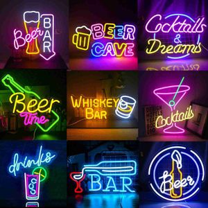 Insegna al neon a LED Serie di bar Insegna al neon Centri commerciali Negozi Party Cocktail Party Club Negozi Comodi ristoranti Luoghi d'affari Decorazione a parete con luce a LED YQ240126