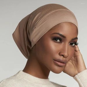 Etnik Giyim Yumuşak Modal Müslüman Türban Şapkası İslami İç Hijab Caps Elastik Kürek Altında Headwrap Bonnet Hindistan Şapkaları Kadın Mujer