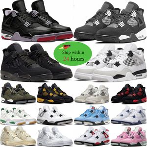 Designer 4s Shoes Brown Bred Reimagined Military Black Cat Pine Green Men Red Thunder Sail Black Cat White Oreo Infrared Women Mens Sneakers