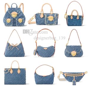 Tasarımcı çanta vintage denim çanta kadınlar çapraz vücut lüks çantalar hobo omuz çantaları mavi denim çiçek elçi çantaları