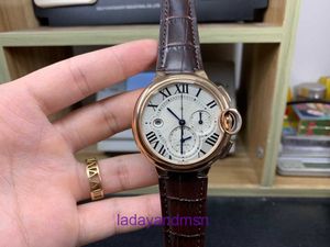 Ballon Bleu de Carter W6920074 Watch Automatic Mechanical Movement 18K Rose Rose Gold Case Timing Punction مثل Authentic Agustic 44 مم مع مربع