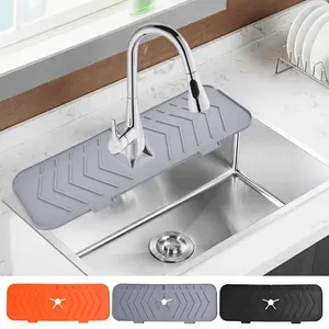 Bath Accessory Set Silicone Sink Faucet Mats Kitchen Splash Guard Drain Pads Washers Absorbent Draining Accessories