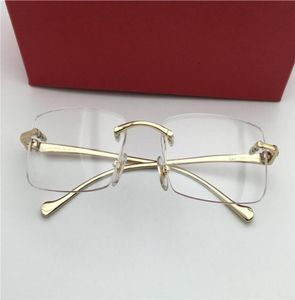 Män vintage Rimless Recept Eglaslasses Frame Fashion Glasses Frames Gold New With Box8246004