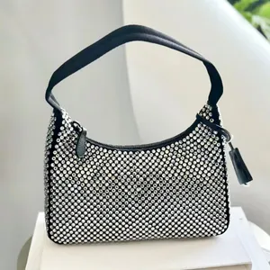 Luxury Designer rhinestone crystal hobo diamond Shoulder Bags Womens underarm tote shiny handbag purse shoulder bags mens lady black crossbody armpit clutch bag