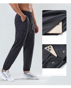 Lu Mens Jogger Long Pants Sport Yoga Outfit Quick Dry LL Drawstring Gym Pockets Sweatpants Byxor Mäns avslappnade elastiska midja Fitness LL2920