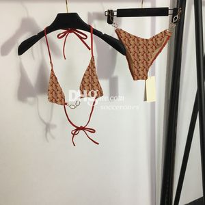 Designer-Bikinis, sexy Damen-Badeanzug, luxuriöse Buchstaben-Badeanzüge, zweiteilige Sommer-Badebekleidung, Neckholder-Strand-Badeanzüge, niedrige Taille, Party-Badeanzug