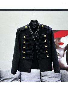 Jaquetas masculinas na moda design elegante com metal duplo breasted acolchoado ombro cardigan topo versátil jaqueta curta para homem