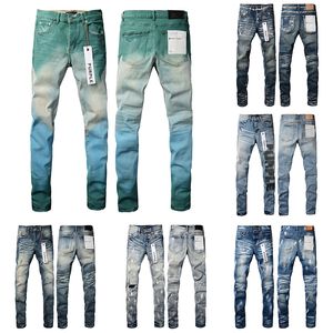 Neue, hochwertige Herren-Jeans in Lila, Designer-Jeans, modische Distressed-Risse-Denim-Fracht für Herren, High-Street-Fashion-Jeans