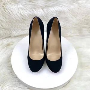 Dress Shoes European And American 12cm Slim Heel Round Toe Shallow Cut High Heels Suede Princess Sexy Single Versatile Women's