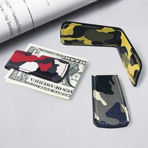 Monety Clips Fashion Camuflage Slim Money Clip z mocnym magnesem dla mężczyzn kobiety Pu skórzany kieszonkowy kieszonka karta kredytowa sprawa gotówkowa Holder 240125