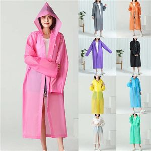 Raincoats 2024 1st Högkvalitativ EVA unisex Raincoat förtjockad vattentät regnrock kvinnor män svart camping regnkläder kostym