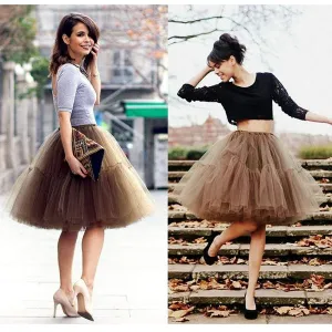 Women Petticoat Short Skirt Soft Tutu Tulle Party Dress 6 Layers Vintage High Waist Ball Gown Underskirt Rockabilly Crinoline CPA539