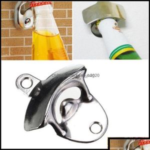 Openers Kitchen Tools Dining Bar Home Garden Stainless Steel Wall Mounted Bottle Opener Creative Beer Use Screws Fix On The Drop Del Dhx0F