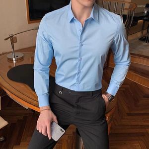 Men's Dress Shirts In Business Fashion & BLOUSES Classic Style Slim Cotton Casual White Male Clothes Long Dresses