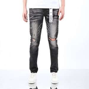 Purple dżinsy Mężczyźni dżinsowe dżinsy dżinsy High Street Blue Denim Slim Fit Graffiti Wzór męskie dżinsy fioletowe dżinsy dla mężczyzn czarne spodnie Winter01 75