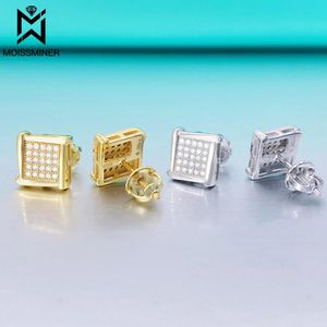 Fascino Mm Vvs Orecchini Moissanite New Square S Sier Vero Diamante Iced Out Orecchini a bottone per donna Uomo Gioielli di fascia alta Pass Tester