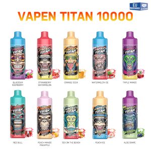 Armazém local vape descartável VAPEN TITAN 10000 Puff tornado razz bar Descartável E Cigarros Bobina de malha 20ml Recarregado Puff recarregável 10k 12K 15k Vape Pen