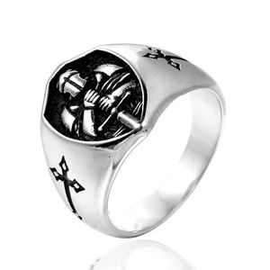 Band Rings Men's Rings Stainless Steel Red Armor Shield Knight Templar Crusader Cross Ring Punk Jewelry 240125