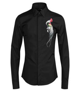 Nuevas camisas Luxery bordadas de pollo para hombre, otoño, de un solo pecho, de alta calidad, a la moda, de manga larga, de algodón, de talla grande, M-4xl