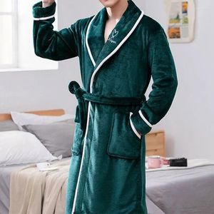 Mäns sömnkläder jodimitty män badrock fleece mens badrock man vinter varm flanell plysch sjal manlig lounge nattklänning