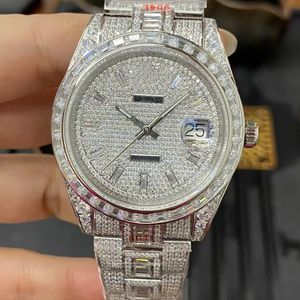 Montre de Luxe Mens Watch 41mm 2824 Automatisk mekanisk rörelse Stål Relojes Case Babysbreath Diamond Watch Wristwatches