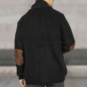 Мужские свитера, кардиган, свитер, толстое теплое вязаное пальто с искусственной замшей в стиле пэчворк для мужчин, с длинным рукавом, средней длины