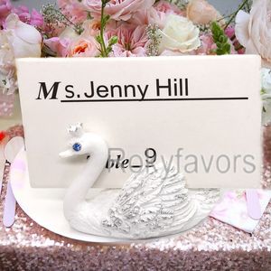 12PCS Swan Place Card Holder Fairy Swan Theme Party Favors Birthday Gifts Anniversary Table Decors Ideas Baby Shower Swan with Crown Name Clip