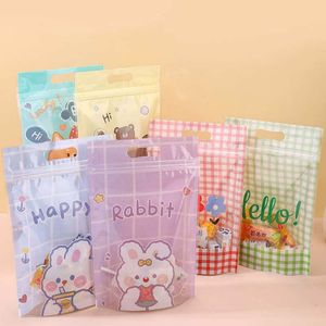 23*15.5+3.5cm Cute Lattice Sugar Stand Up Plastic Packaging Bags Rabbit Bear Pattern For Cookies Snack Food Coffee Bean Dried Fruit Kernels Christmas Candy Zipper Pouch