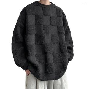 男性用セーターメンズラウンドネックセーター居心地の良いサイズ冬の秋の秋の快適さのための柔らかい乗組員の編み
