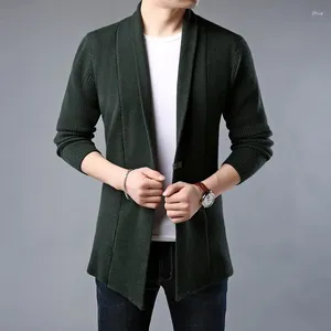 Suéter masculino de alta qualidade marca de malha coreano moda cardigan homens suéter de lã casual longo slim fit casacos jaqueta japonesa roupas