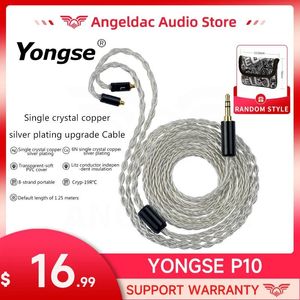 Tillbehör Yongse P10 8Cores 6n Single Crystal Copper Silver Plated HiFi Earphone Cable 2.5/3,5/4,4 MMCX/2PIN/QDC för TRN 7Hz Tangzu Simgot