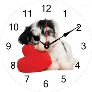 Wall Clocks Dogs Love Clock Modern Design Living Room Bedroom Office Decoration Kitchen Art Watch Home Decor