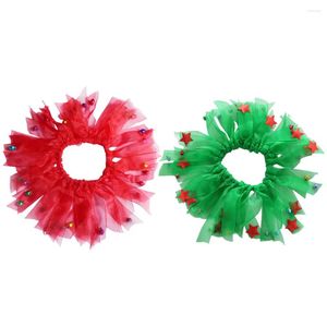 Coleiras para cães Pet Cachecol de Natal Colar Circular Colar de Aniversário Fita Poliéster Decorativo Elástico Laços de Cabelo