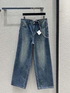 Designer Jeans 2024 Neue Frühling Sommer Mode Getäfelten Gerade Hosen Marke Gleichen Stil Hosen Luxus frauen Kleidung 0126-5