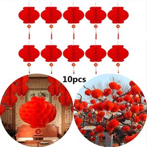 110PCS Traditional Plastic Chinese Paper Honeycomb Lantern Reusable Spring Festival Pendant Year Home Hanging Decoration 240119