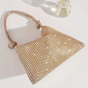 Rhinestone Decor Evening Bag Women's Knotted Handbags Glitter Clutch Purses For Wedding Prom Party 240118